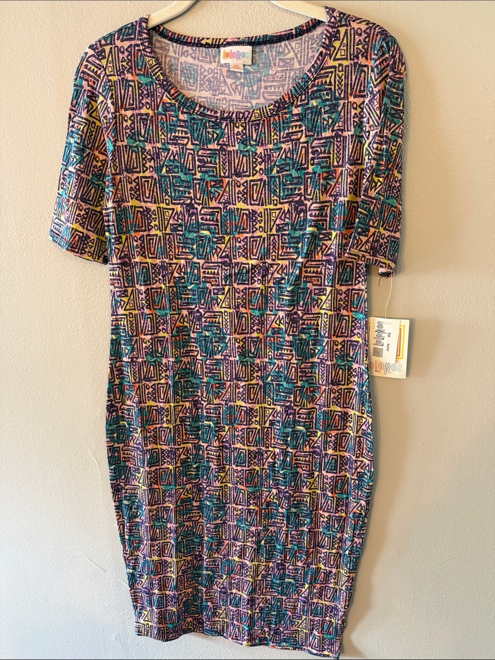 LuLaRoe Multicolor Geometric T-Shirt Dress